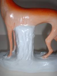 Staffordshire figure of a dog after restoration.
 CLICK FOR ENLARGED IMAGE.