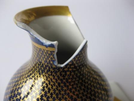 Gilded vase before restoration.
 CLICK FOR ENLARGED IMAGE.